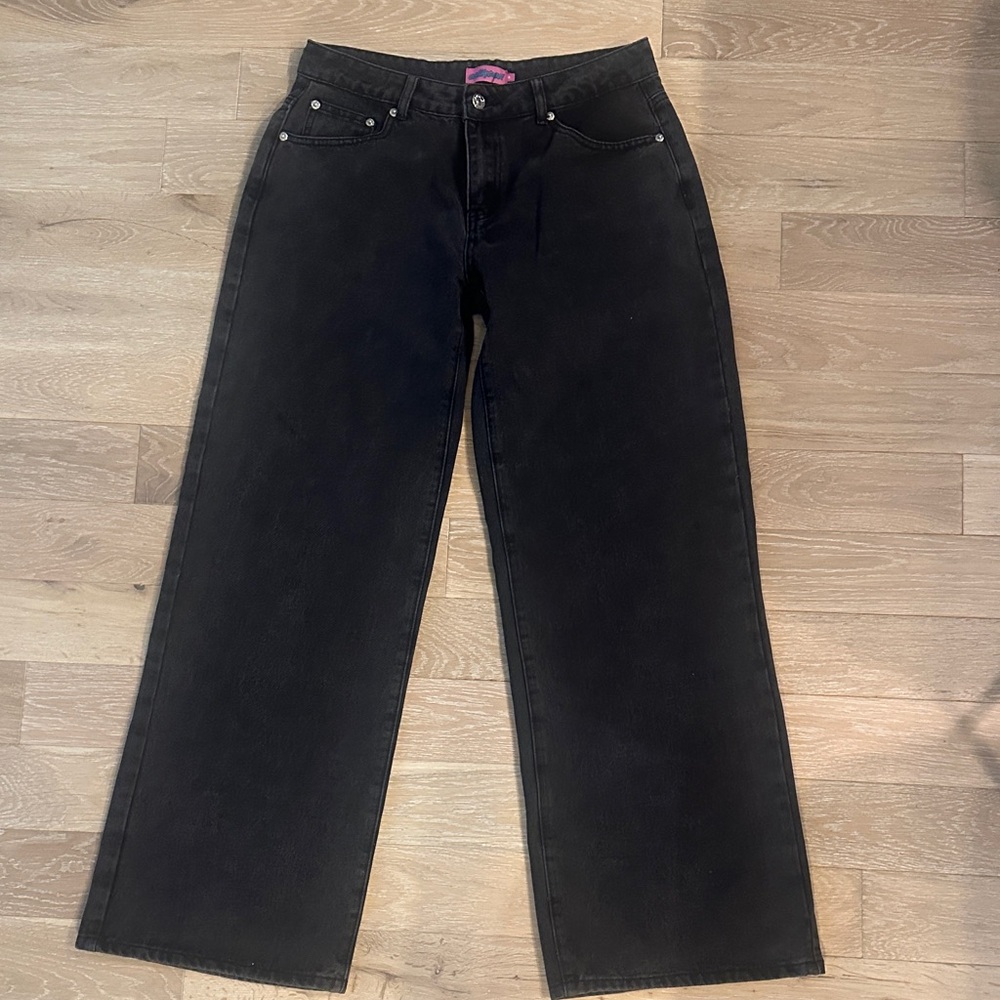 Edikted Black Wide Leg Jeans
